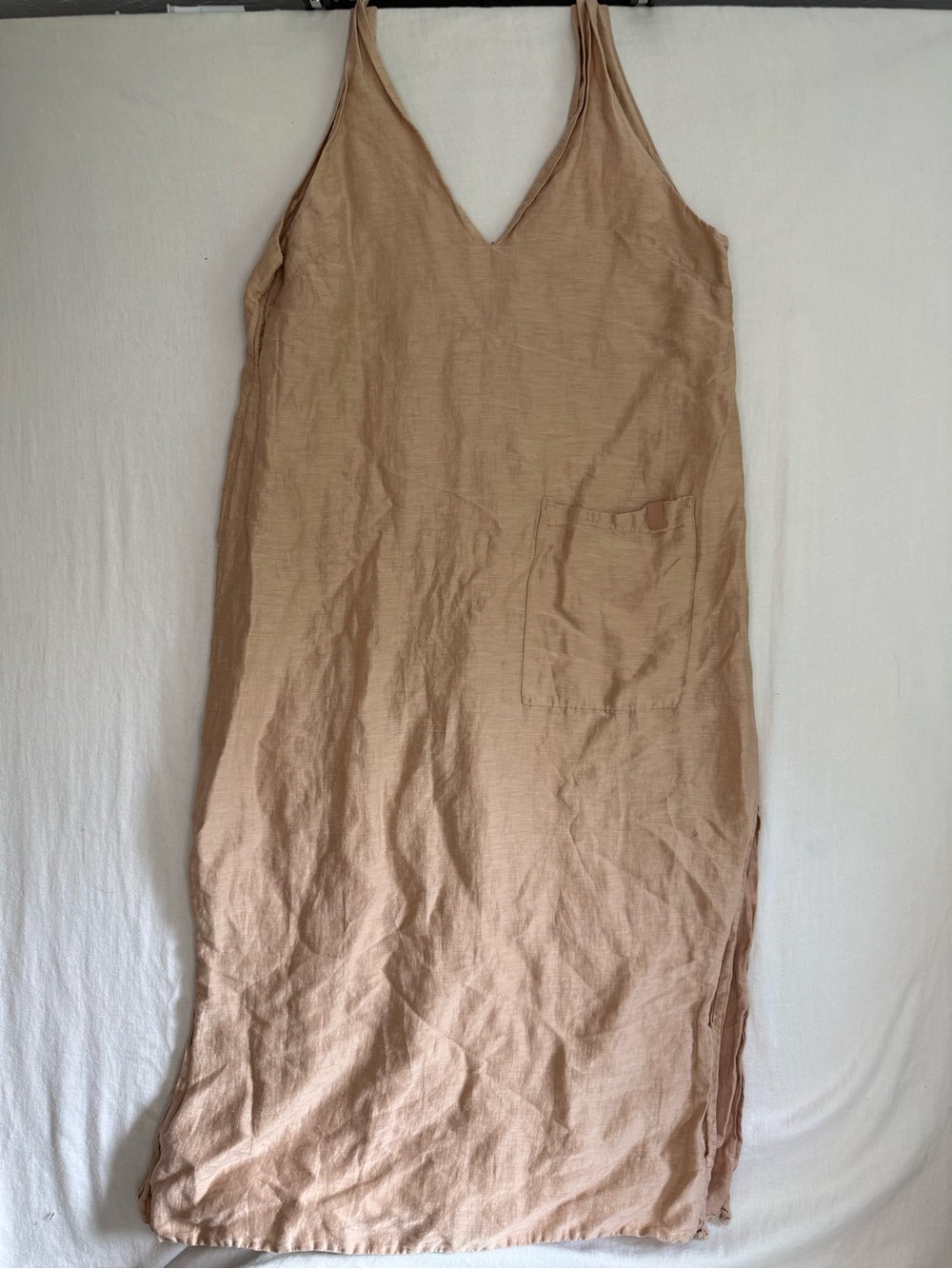 Lunya Linen cotton silk Double V Slip Dress in Light Blush pink Size XS
